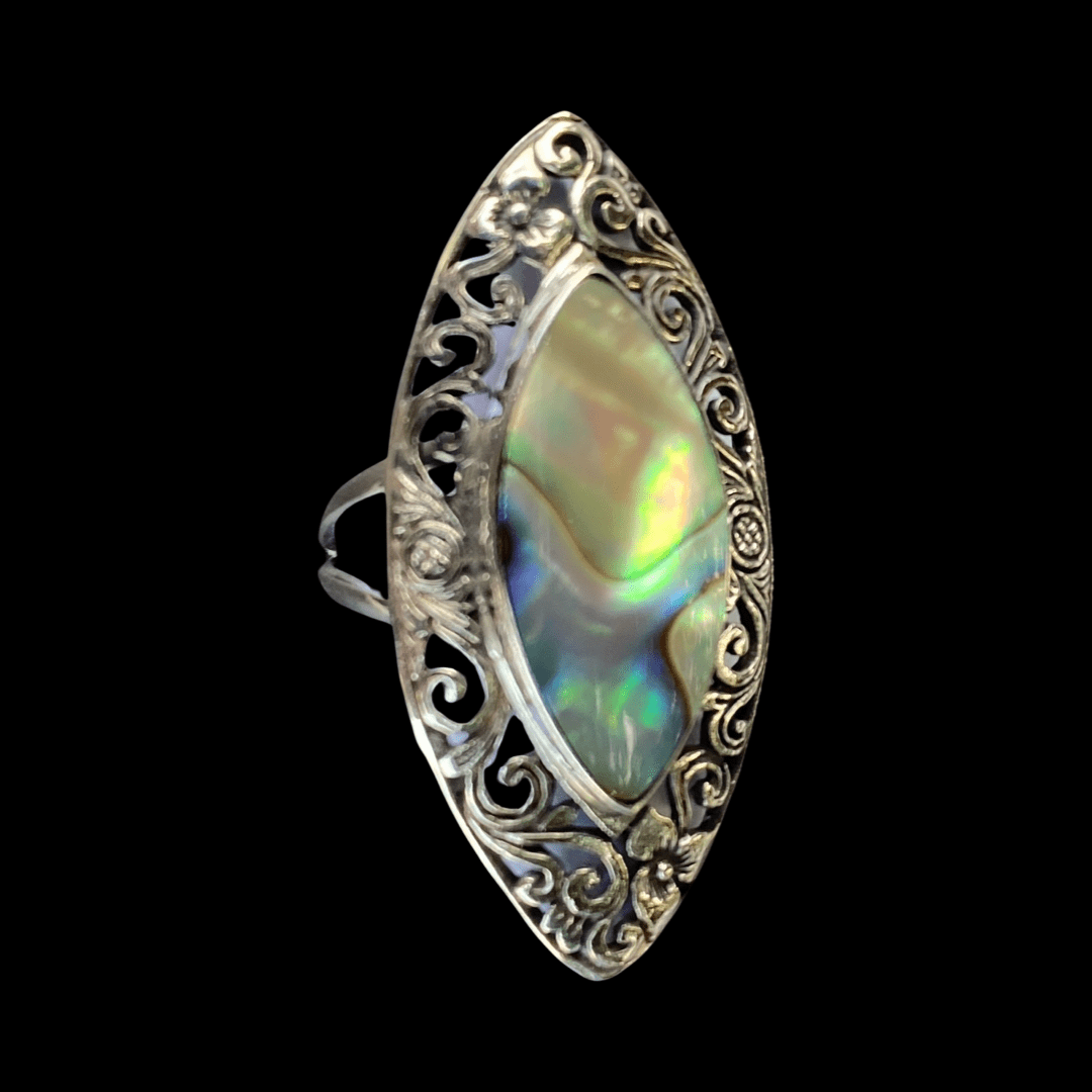 Bague Ajustable En Abalone (nacre) Mixte, Très Belle Finition - Neuf Sans Emballage