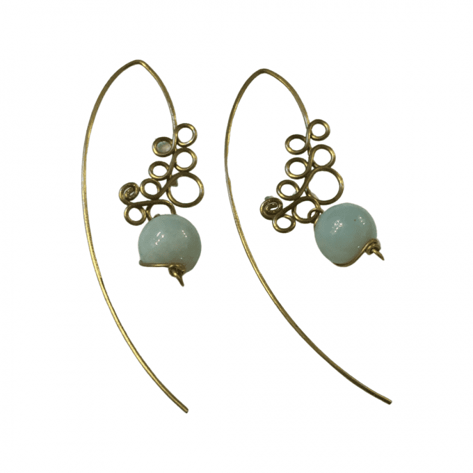 BOUCLES ARABESQUES AIGUE MARINE