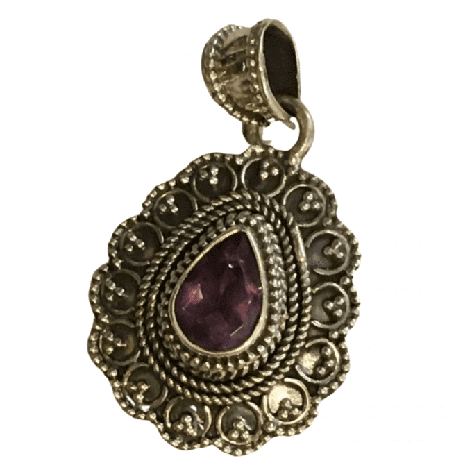 PENDENTIF PERLE AMETHYSTE RETRO