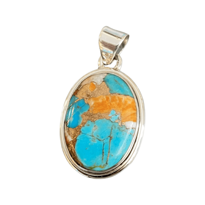 PENDENTIF CABOCHON TURQUOISE ET CUIVRE