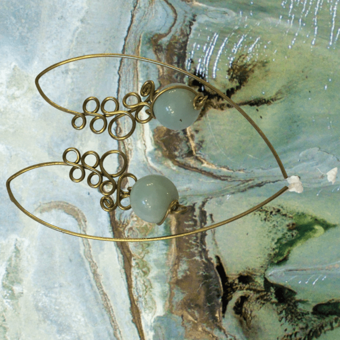 BOUCLES ARABESQUES AIGUE MARINE