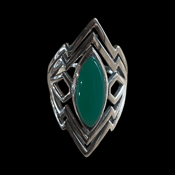 bague en argent et chrysoprase