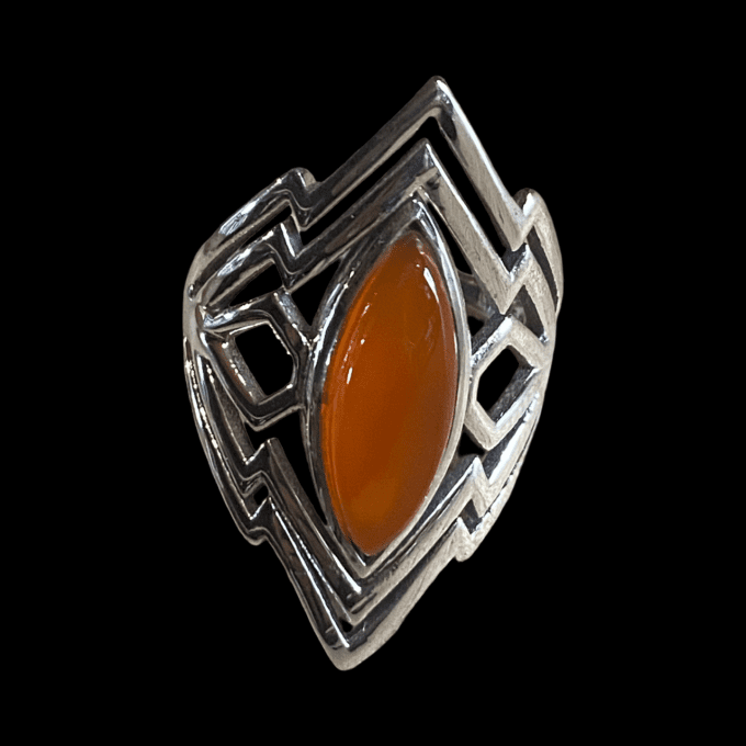 bague en argent et cornaline