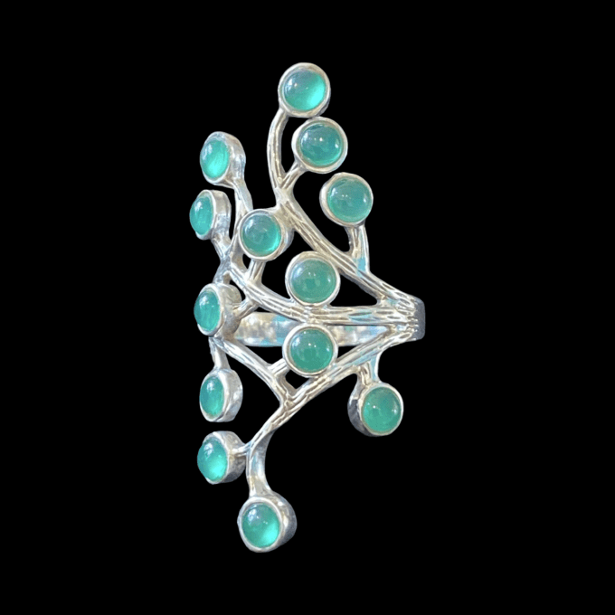 bague argent onyx vert