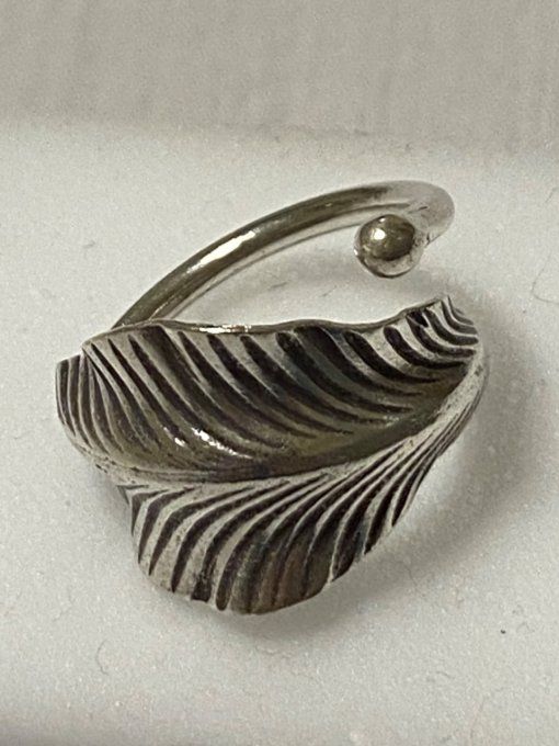 bague feuille argent