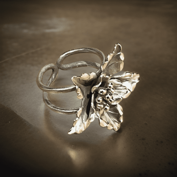 bague fleur argent