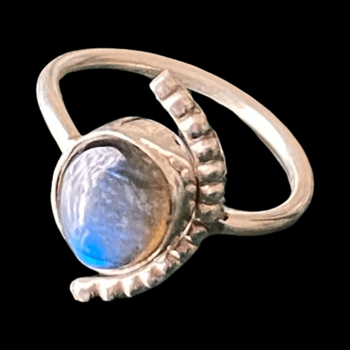 bague demi lune labradorite