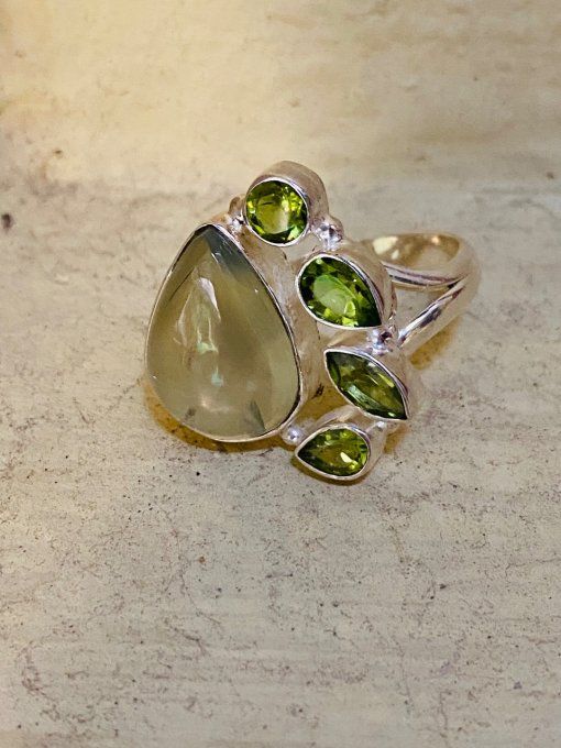 bague phrenite et peridot