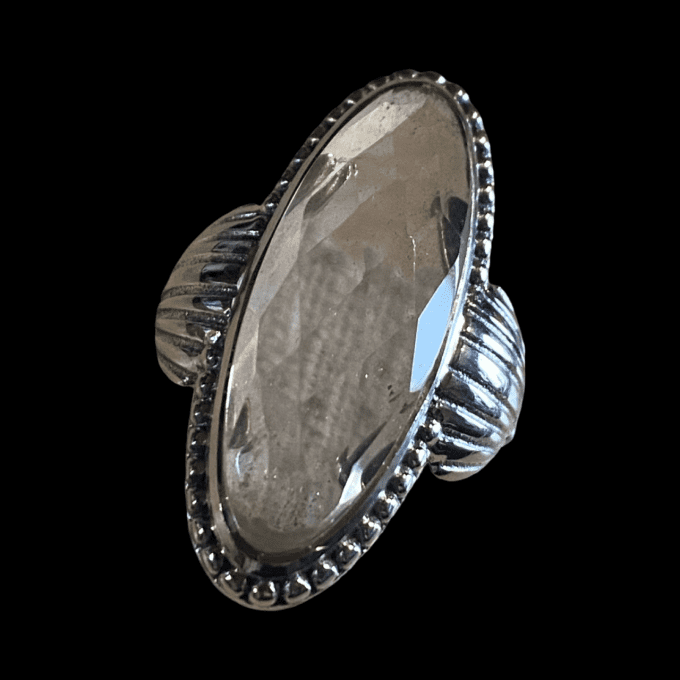 bague en argent et quartz fumé