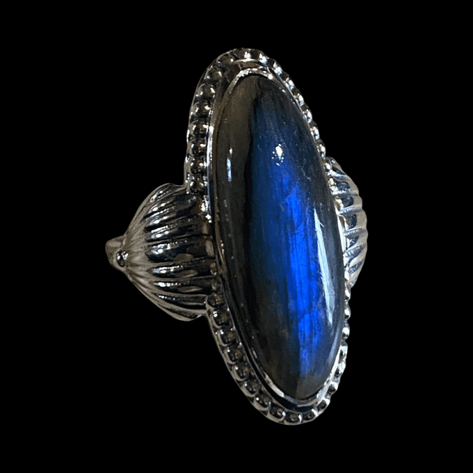 bague en argent et pierre labradorite