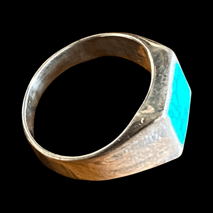 bague homme carré turquoise