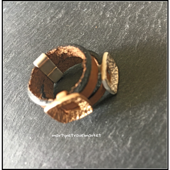 BAGUE 2 CARRES CUIR