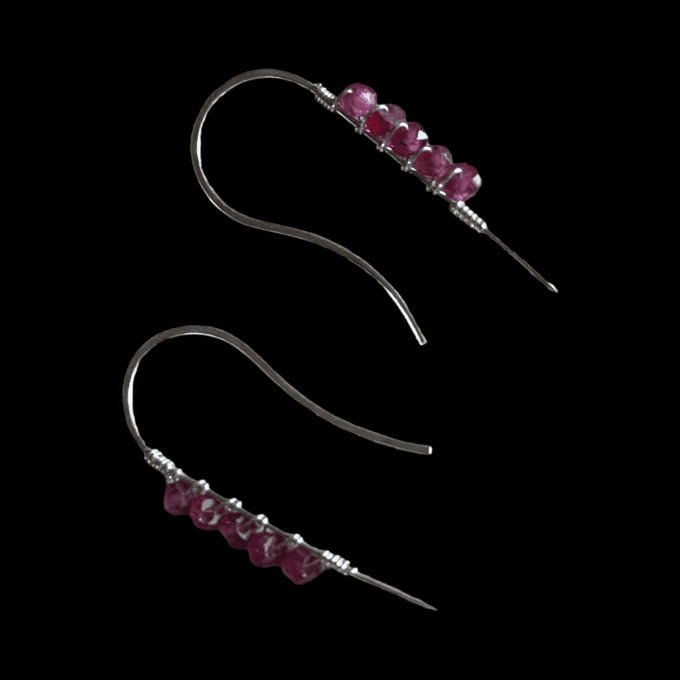 boucles d'oreilles argent grenat