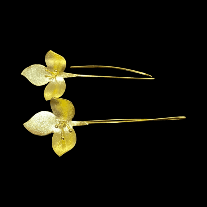 boucles d'oreilles longues or