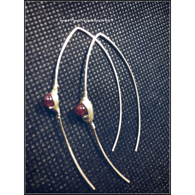 BOUCLES ARC ARGENT ET GRENAT