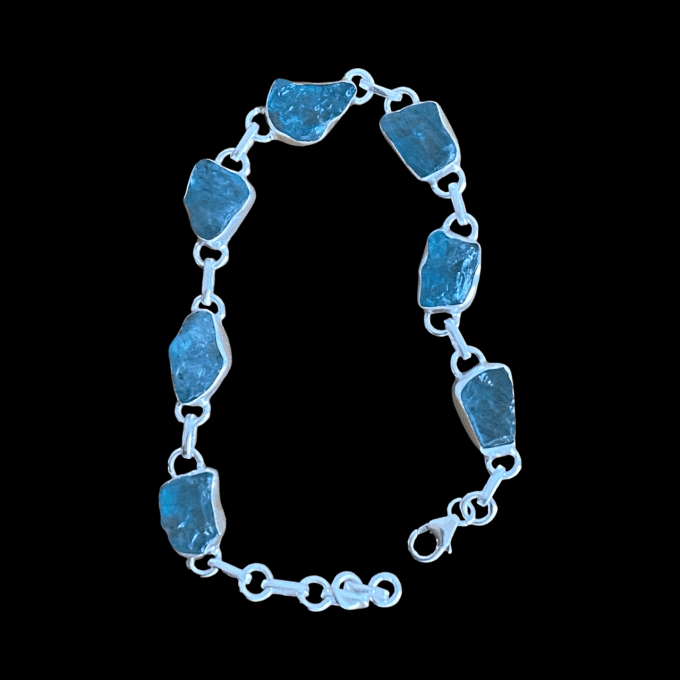 bracelet argent et apatite bleue