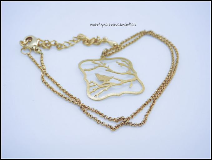 COLLIER CARRE OISEAU DORE