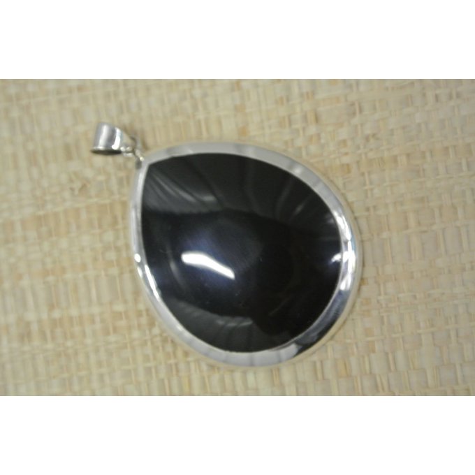 PENDENTIF GOUTTE ONYX SUR ARGENT