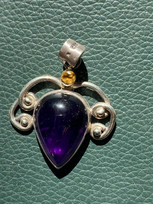 PENDENTIF AMETHYSTE ET CITRINE