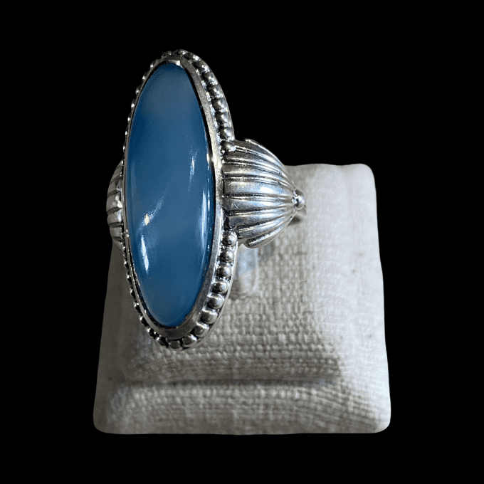 BAGUE OMAR CALCEDOINE BLEUE