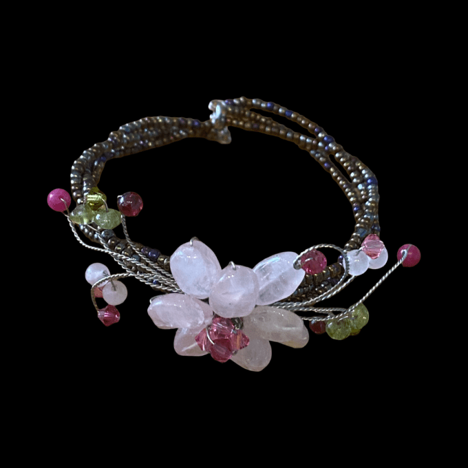 BRACELET FLEUR QUARTZ ROSE