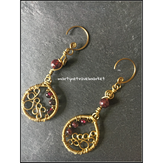 BOUCLES LAITON ET GRENAT