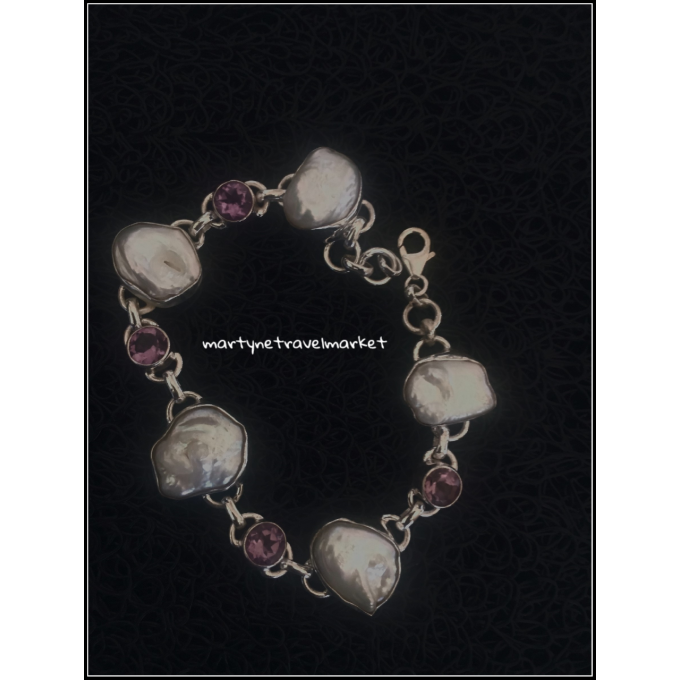 BRACELET NACRE ET AMETHYSTE