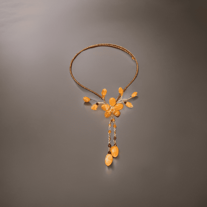 collier ras du cou fleur cornaline