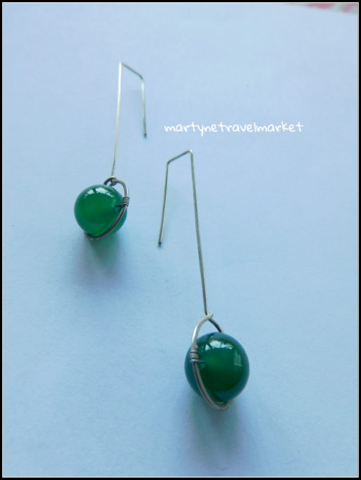 BOUCLES CROCHET AGATE VERTE